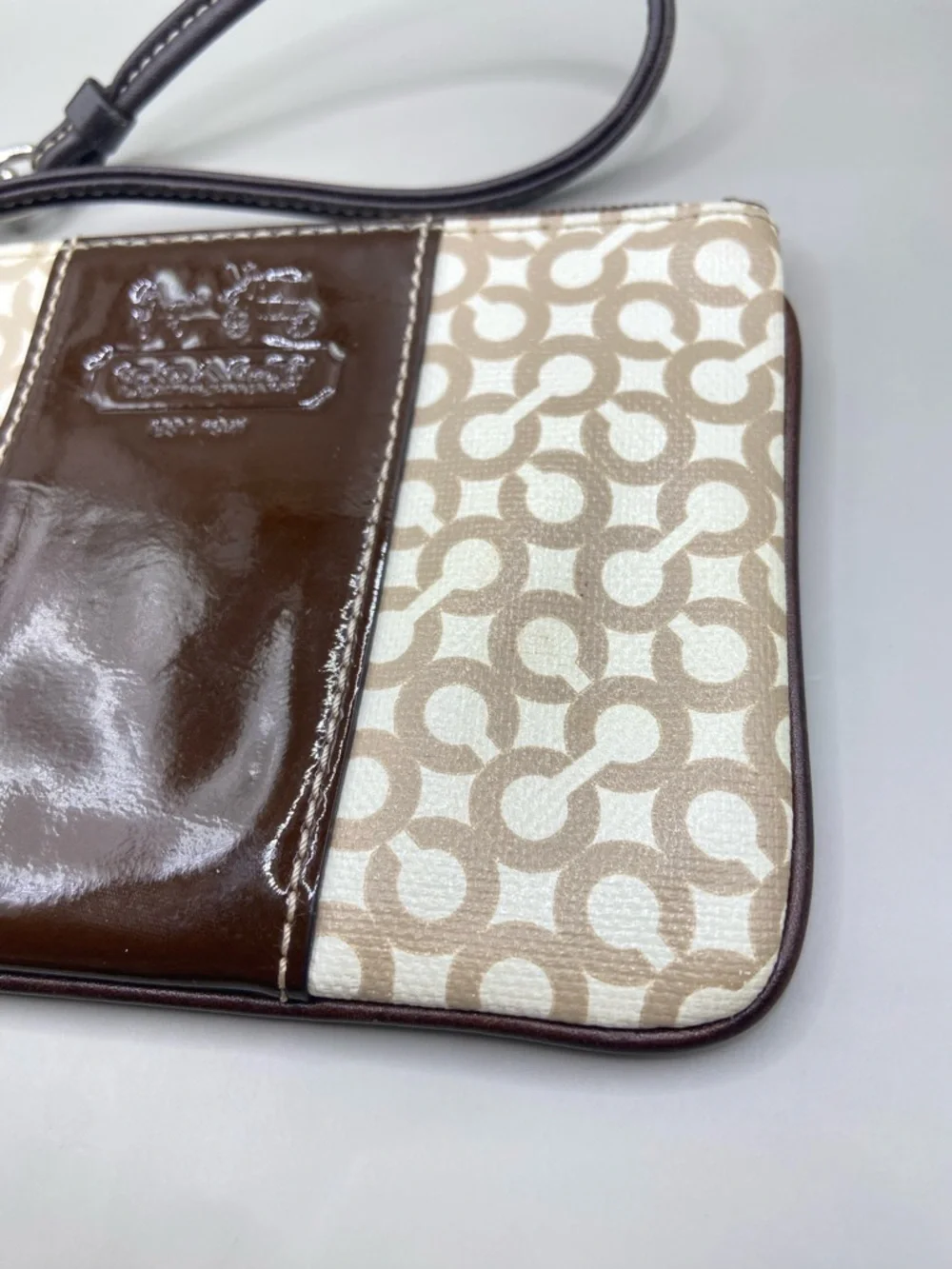 Coach Penelope Signature Patent Leather Wristlet